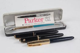 Parker - four fountain pens to include Vacumatic, Victory, and two others (4)