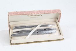 Waterman's C/F three piece pen set, comprising fountain pen, ballpoint and propelling pencil, with