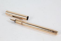 Mabie Todd 'Swan' fountain pen, with yellow metal case and 14 carat gold nib, the case with