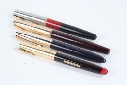 Waterman's fountain pen, with 14k gold filled lid and red/black case, together with a Parker