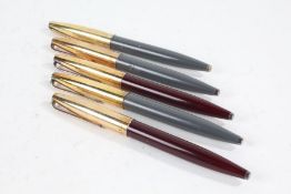 Five Biro deluxe pen cases, each with silver gilt lids (5)
