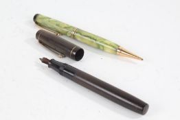 Stephens Leverfil No. 106 fountain pen, together with a Parker green marble effect propelling pencil