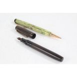 Stephens Leverfil No. 106 fountain pen, together with a Parker green marble effect propelling pencil