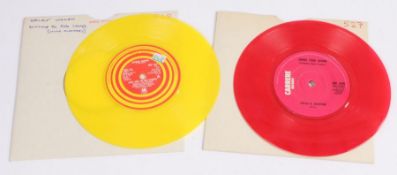 2 x Coloured Vinyl 7" Singles. Sheila B. Devotion - You Light My Fire (Red vinyl, EMI 2828).