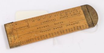 u#Unusual 4" boxwood and brass buyers gauge by N Preston & Sons, Galloons, Velvet (France) Dutch and