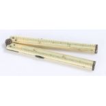 Victorian novelty silver-mounted ivory folding ruler pencil, by S. Mordan and Co, circa 1850, with a