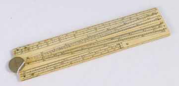 19th Century ivory folding rule, 15.5cm long