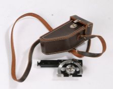 Hilger & Watts Ltd surveyors pocket level clinometer, 12cm long housed in a leather case