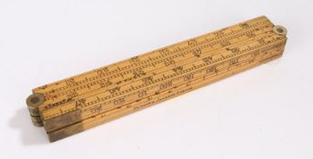 Farrow & Jackson London, folding rule with Firkin & Kilderkin measurements, 21cm long when closed