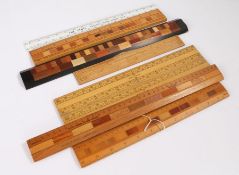 Collections or rulers, to include Native Timbers of New Zealand, Cary London K M Papworth, a