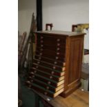 Mahogany specimen/collectors cabinet, with 12 drawers, 48cm wide, 66cm high