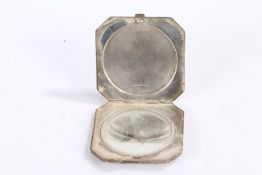 George IV silver powder compact, Birmingham 1946, maker Turner & Simpson Ltd, the engine turned