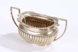 Edward VII silver sugar bowl, Chester 1907, makers mark rubbed, with shell cast gadrooned rim,