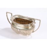 Edward VII silver sugar bowl, Chester 1907, makers mark rubbed, with shell cast gadrooned rim,