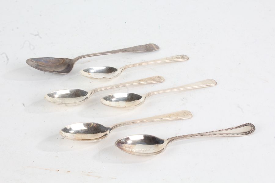 Silver tea and coffee spoons, various dates and makers, to include four coffee spoons, George III