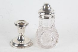 George VI silver candlestick, Birmingham 1946, makers mark rubbed, with reeded sconce and loaded