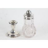 George VI silver candlestick, Birmingham 1946, makers mark rubbed, with reeded sconce and loaded