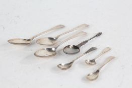 Silver spoons, various dates and makers, to include pair of George III teaspoons, later teaspoon,
