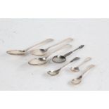 Silver spoons, various dates and makers, to include pair of George III teaspoons, later teaspoon,