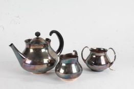 Eric Clements for Mappin & Webb, a modernist silver plated three piece tea set, consisting of tea