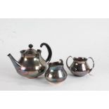 Eric Clements for Mappin & Webb, a modernist silver plated three piece tea set, consisting of tea