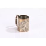 Victorian silver christening mug, Sheffield 1900, maker James Deakin & Sons, the foliate embossed