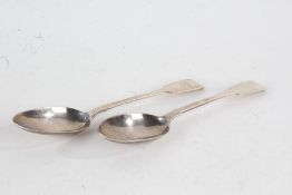 Victorian silver tablespoon, London 1856, maker Chawner & Co, matching later tablespoon, London