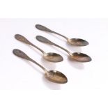 Four 800 silver teaspoons, with scroll cast handles, 2.1oz