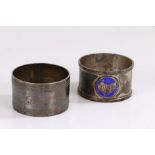 Sterling silver napkin ring, with blue enamelled depiction of Australia and engraved name "Lisle",