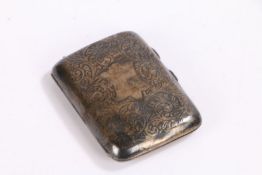 George V silver cigarette case, Birmingham 1927, maker F G Rose, the scroll engraved exterior with