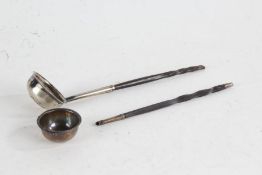 Victorian silver toddy ladle, London 1866, maker JT, with circular bowl and twisted baleen handle,