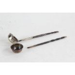 Victorian silver toddy ladle, London 1866, maker JT, with circular bowl and twisted baleen handle,