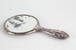 Elizabeth II silver handled hand mirror, Birmingham 1967, maker W I Broadway & Co. the handle with