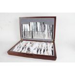 Canteen of Sheffield silver plated table cutlery, place settings for eight, housed in a canteen box