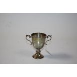 George VI silver twin handled trophy cup, Birmingham 1948, maker Alexander Clark & Co. the trophy