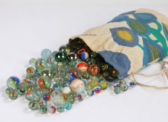 Collection of glass marbles, 20th century, to include ribbon core and opaque examples (qty)
