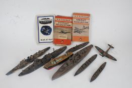 Collection of wooden Naval vessels, to include HMS London, HMS Exeter, HMS Courageous etc.