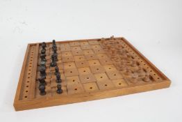 Wooden chest set and board (one pawn not original)