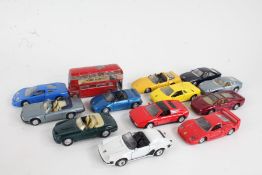 Dinky toys Routemaster bus, Maisto MG RV8, collection of model sports cars (qty)