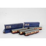 Hornby Dublo coaches, to include three D12 Corridor Coaches and a D20 Composite Restaurant Car (4)