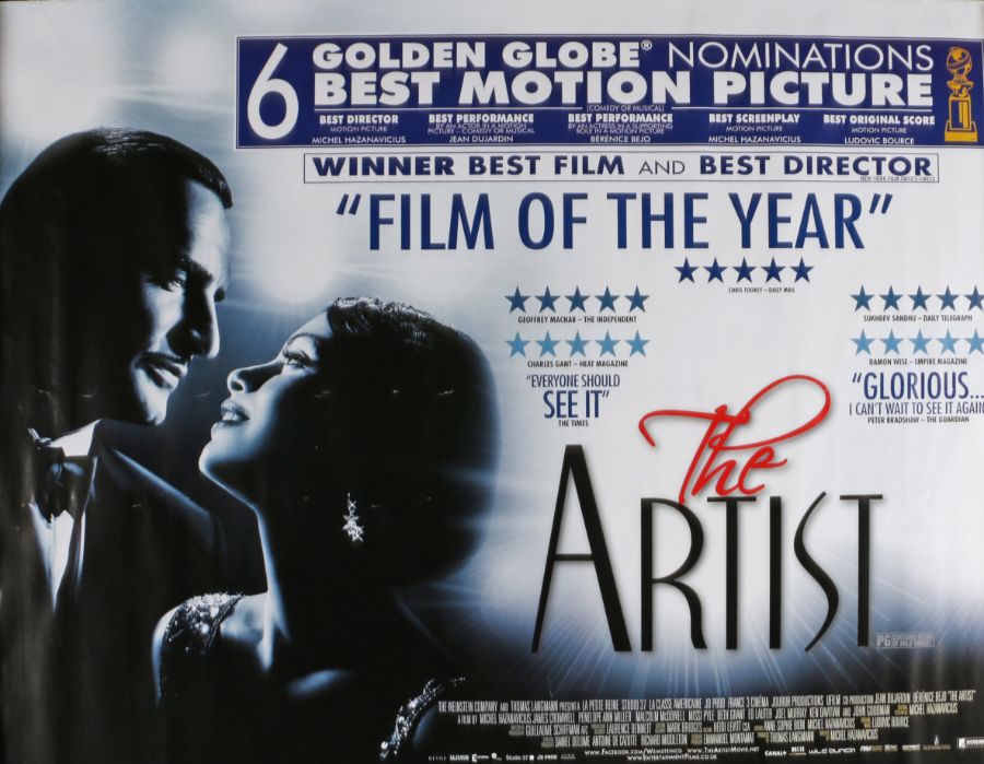 The Artist (2011) - British Quad film poster, starring Jean Dujardin and Bérénice Bejo, rolled,