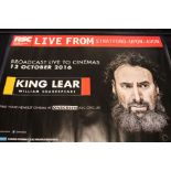 King Lear William Shakespeare, advertising poster, broadcast live to cinemas 12 October 2016,