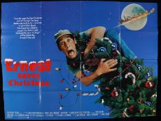 Ernest Saves Christmas (1988) - British Quad film poster, starring Jim Varney, Douglas Seale, and