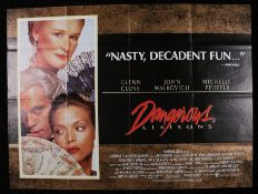 Dangerous Liaisons (1988) - British Quad film poster, starring Glenn Close, John Malkovich, and