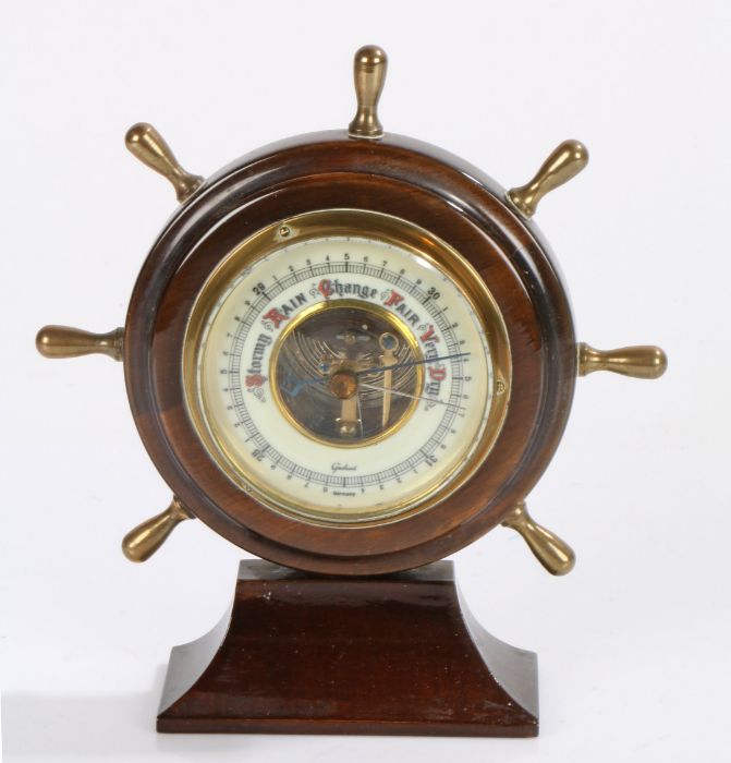 Gischard of Germany barometer, in the form of a ships wheel. 9.5cm high