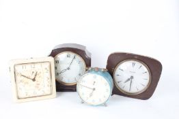 Clocks to include Smiths bakelite mantel clock, Smiths and other mantel clocks, alarm clocks etc. (