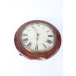 Victorian mahogany cased postman's alarm clock, the white dial with black Roman numerals, with