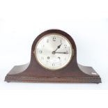 1920's/30's oak cased mantel clock, the dial with Arabic numerals, twin train movement, 43cm wide
