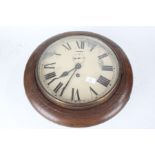 Two oak cased wall clocks, the cream painted dials with Roman numerals and subsidiary seconds dials,