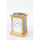 French Duverdry & Bloquel brass case carriage clock, the enamel dial with black roman numerals, 11cm